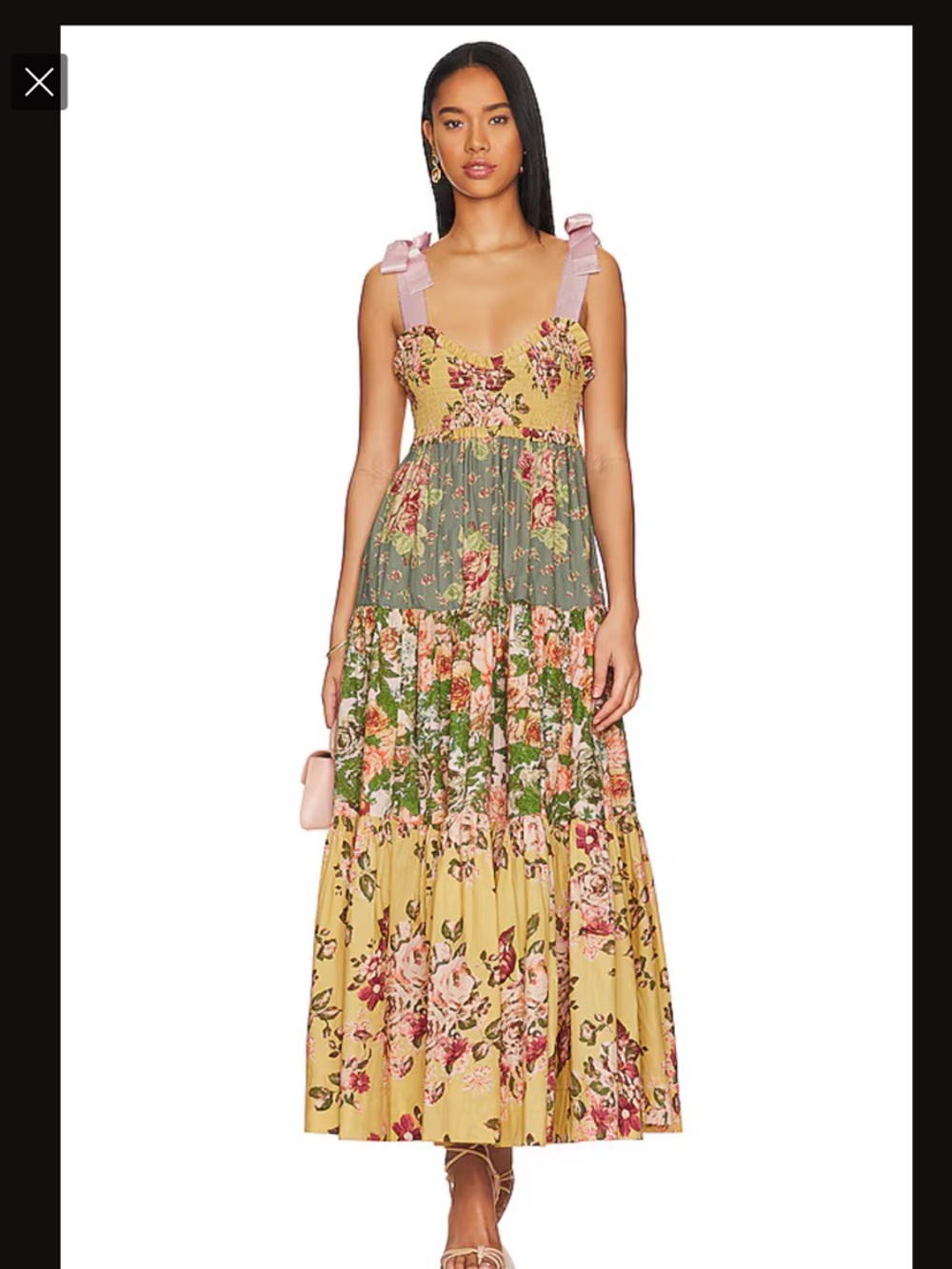 NWT Free People Bluebell Maxi Floral Smocked Dress in Warm Combo Size M